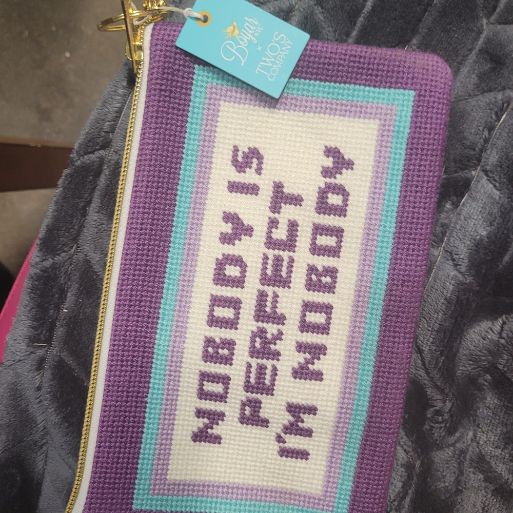 Two's Company Purple Needlepoint Clutch
